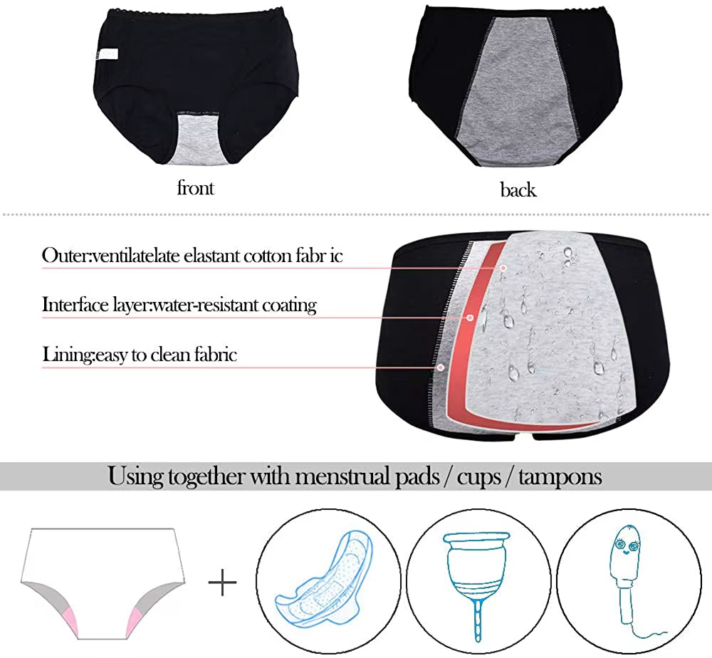 Menstrual Period Panties Women Cotton Leak Proof Underwear Period Panties Health Seamless Female Briefs in the High Waist Warm