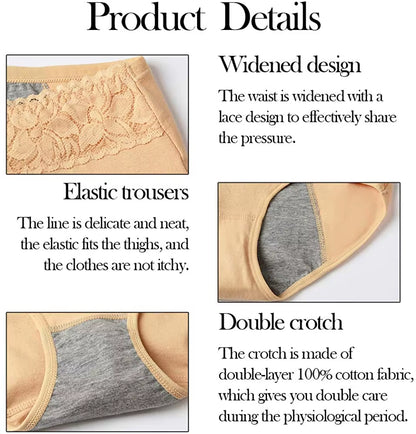 Menstrual Period Panties Women Cotton Leak Proof Underwear Period Panties Health Seamless Female Briefs in the High Waist Warm